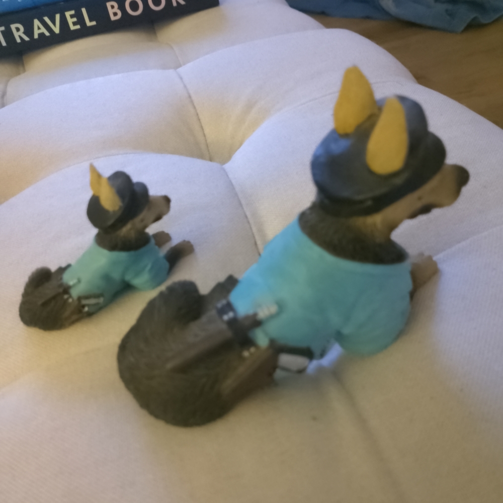 Blue and Brown Dog Figurines